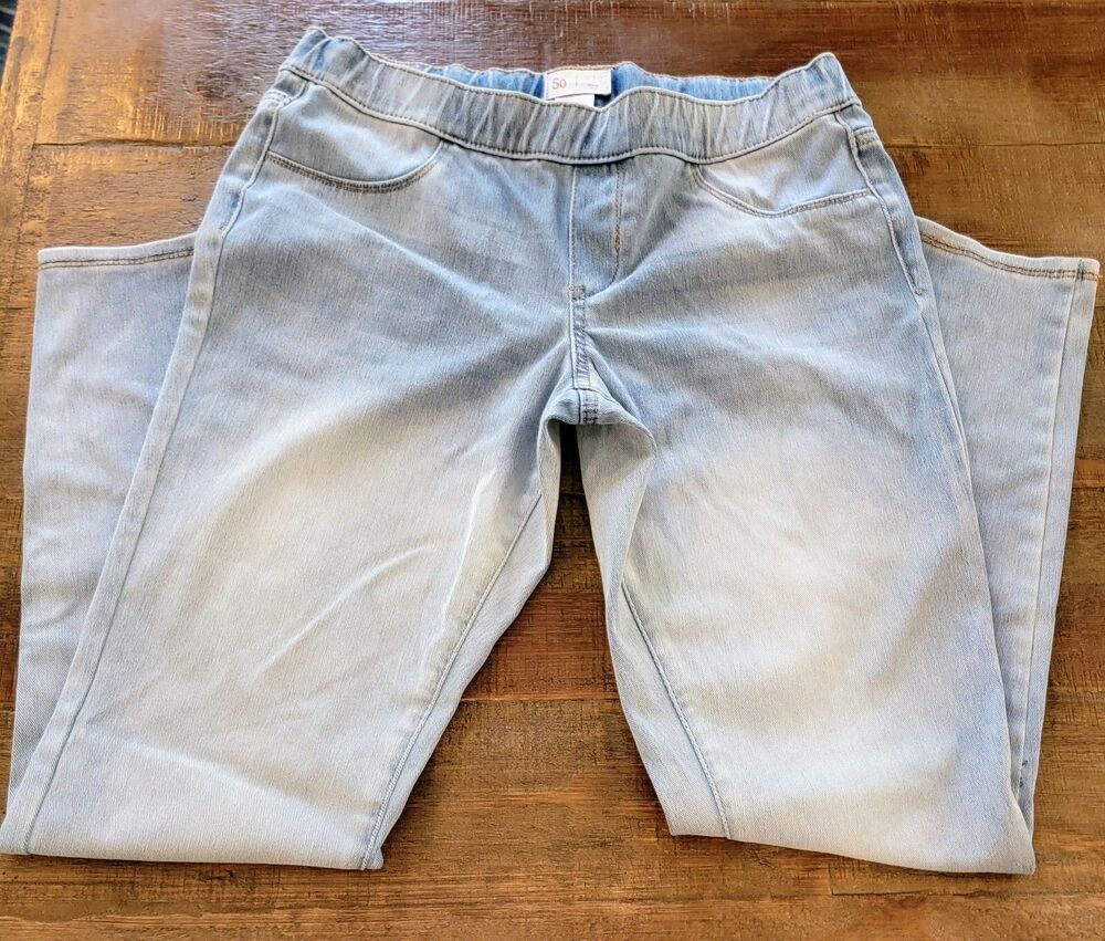 SO Girls Light Blue Denim Jeans Pull-On Tapered Leg Size16.5